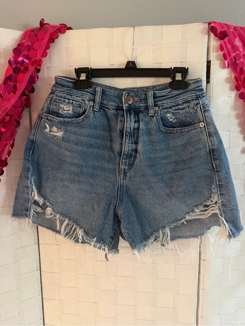 American Eagle Outfitters Medium Blue Distressed Denim Cutoff Shorts
